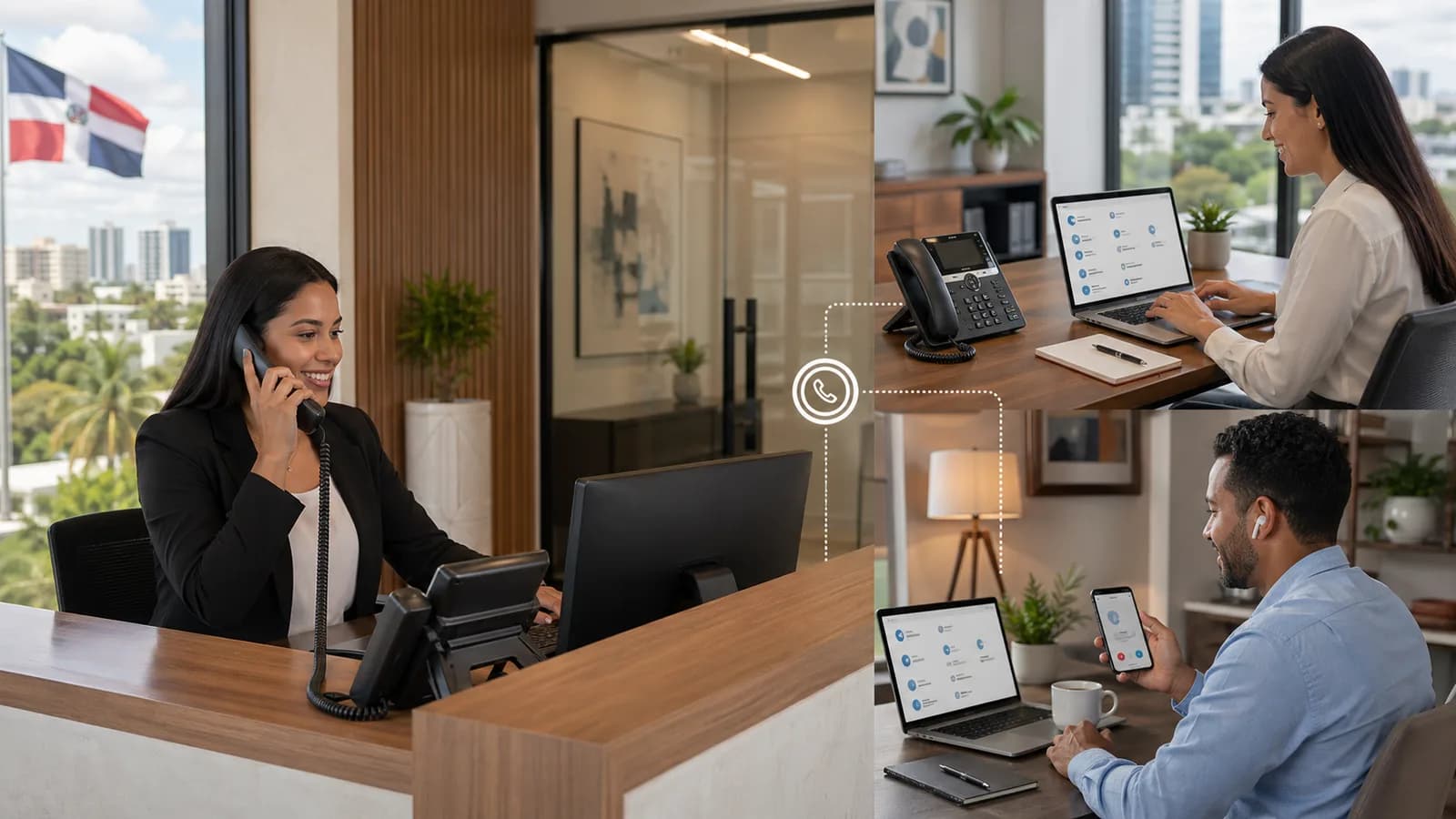 Extensiones telefónicas conectando áreas y usuarios móviles de una empresa dominicana