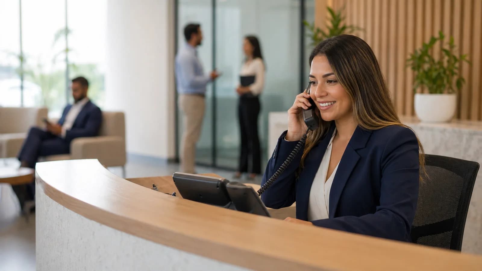 Recepcion telefonica empresarial organizada con rutas, horarios, extensiones y apoyo automatizado